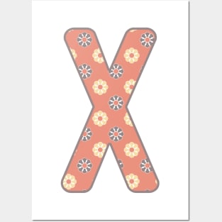 MONOGRAM LETTER X PINK FLORAL TYPOGRAPHY DESIGN Posters and Art